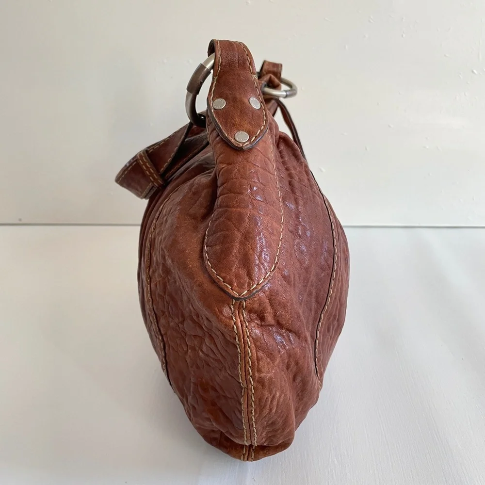 Y2K RUEHL Shoulder Handbag Leather Tote Large Brown Soft Bag Half Moon Hobo Boho